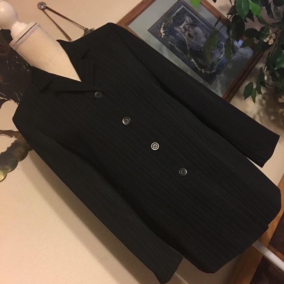 Vintage 90s Alex Garfield pin stripe career jacket - Picture 2 of 8